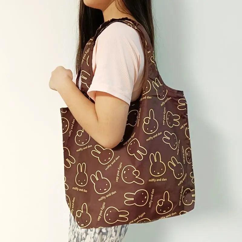 Kawaii Rabbit Shopping Tote Bag - Cute Miffy Style Foldable High Capacity Shoulder Bag Gift for Girls