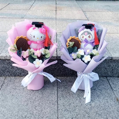 Sanrio Plush Sunflower Bouquet — Hello Kitty, Kuromi, My Melody & Cinnamoroll Gift