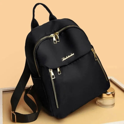 Simple Black Large Capacity Backpack - Women’s Travel Bag, Solid Harajuku Schoolbag, Unisex Oxford Backpack