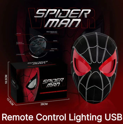 Miles Spider-Man 1:1 Electronic Mask - Moving Glowing Eyes with Ring Control for Cosplay & Collectors