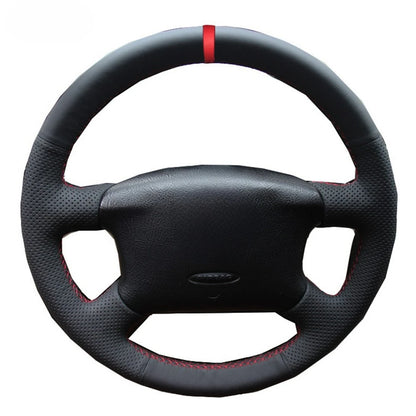 Car Steering Wheel Cover - Artificial Leather with Red Marker for Volkswagen VW Passat B5 (1996-2005), Golf 4 (1998-2004), Seat Alhambra