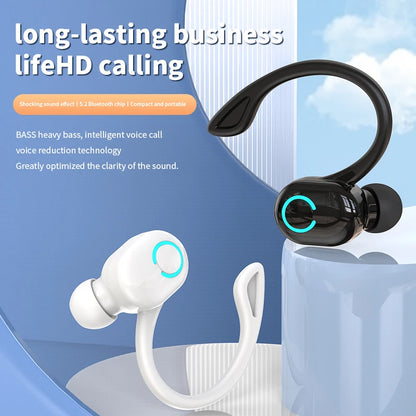 VAORLO Bluetooth 5.2 Ear-Hook Headphones – Mini HIFI Bass Wireless Earphones with Mic for Sports & Gaming