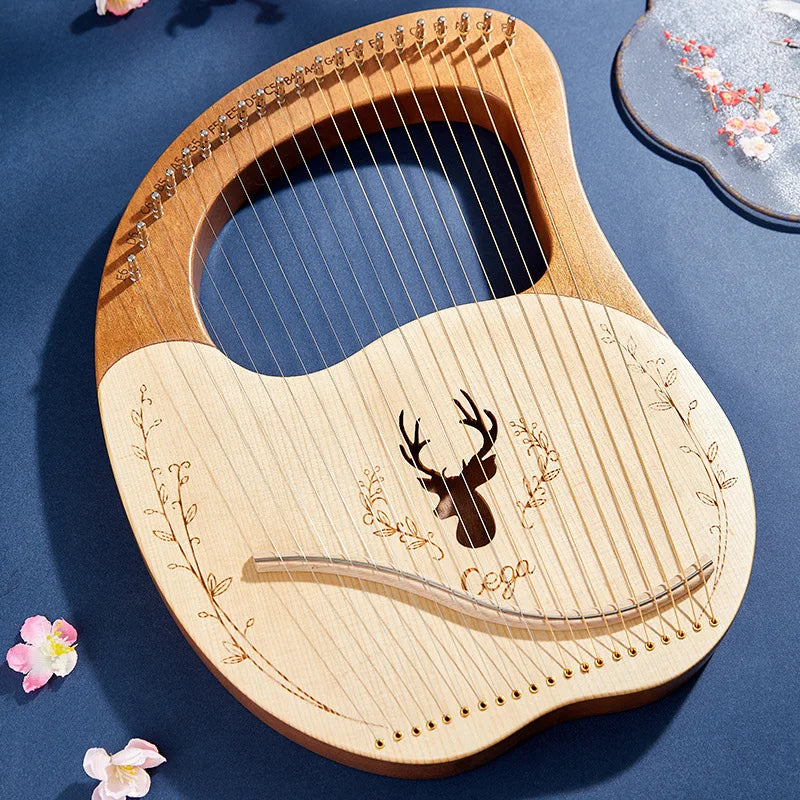 16/21/24-String Lyre Harp – Mahogany Wood Stringed Musical Instrument with Tuning Wrench & Spare Strings