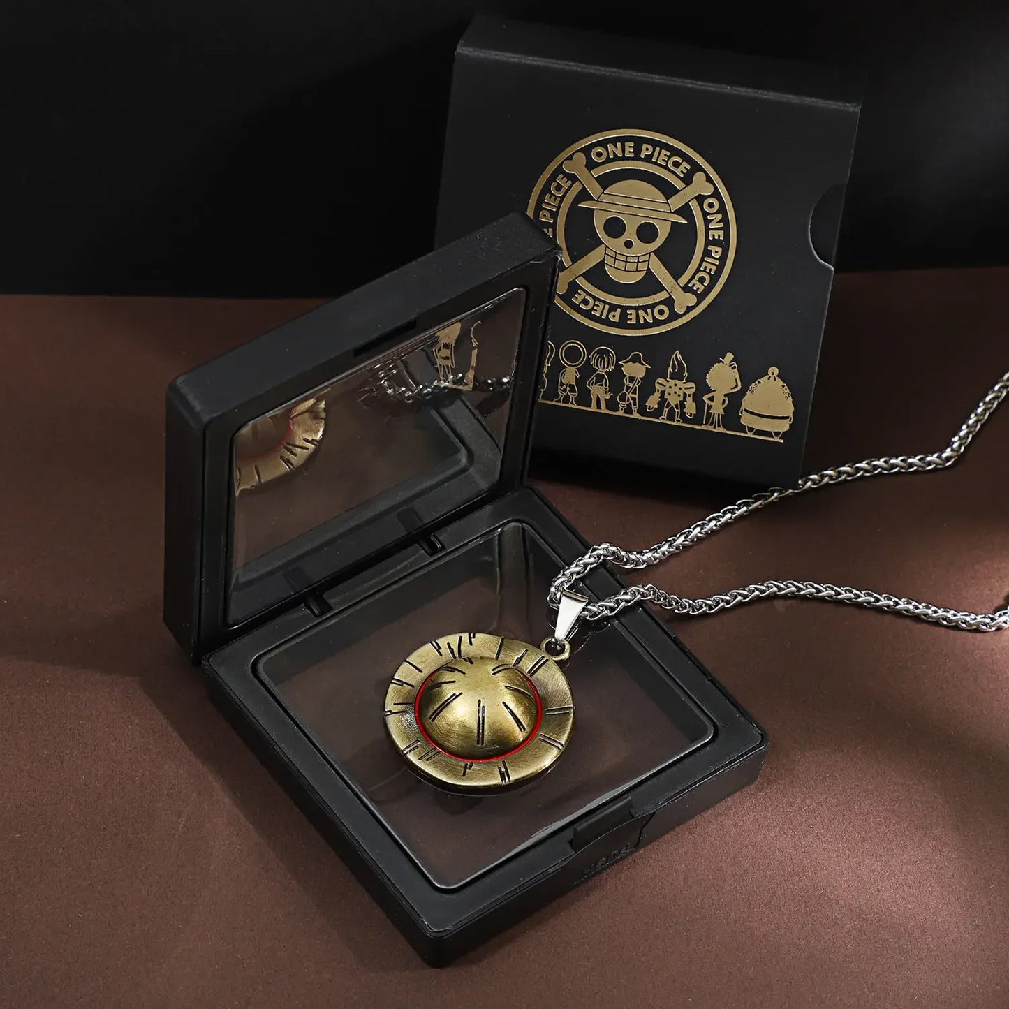 One Piece Luffy & Ace Necklace – Anime Straw Hat Metal Pendant for Men & Women, Sweater Chain Birthday Gift