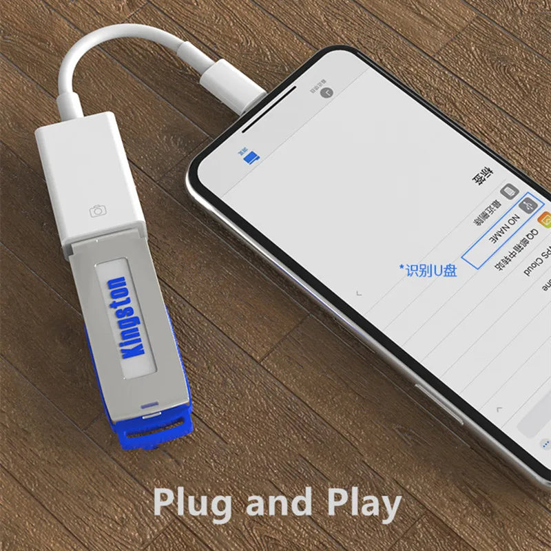 Lightning to USB OTG Converter Adapter – For iPhone, Supports Mouse, Keyboard, U Disk, Camera & Card Reader Data Transfer