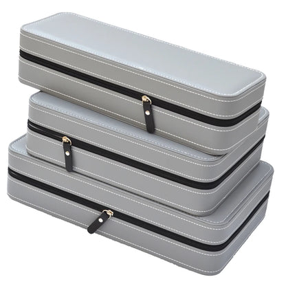 Portable Watch Storage Box Organizer - 6/10/12 Grid Zipper Display Case for Watches & Accessories
