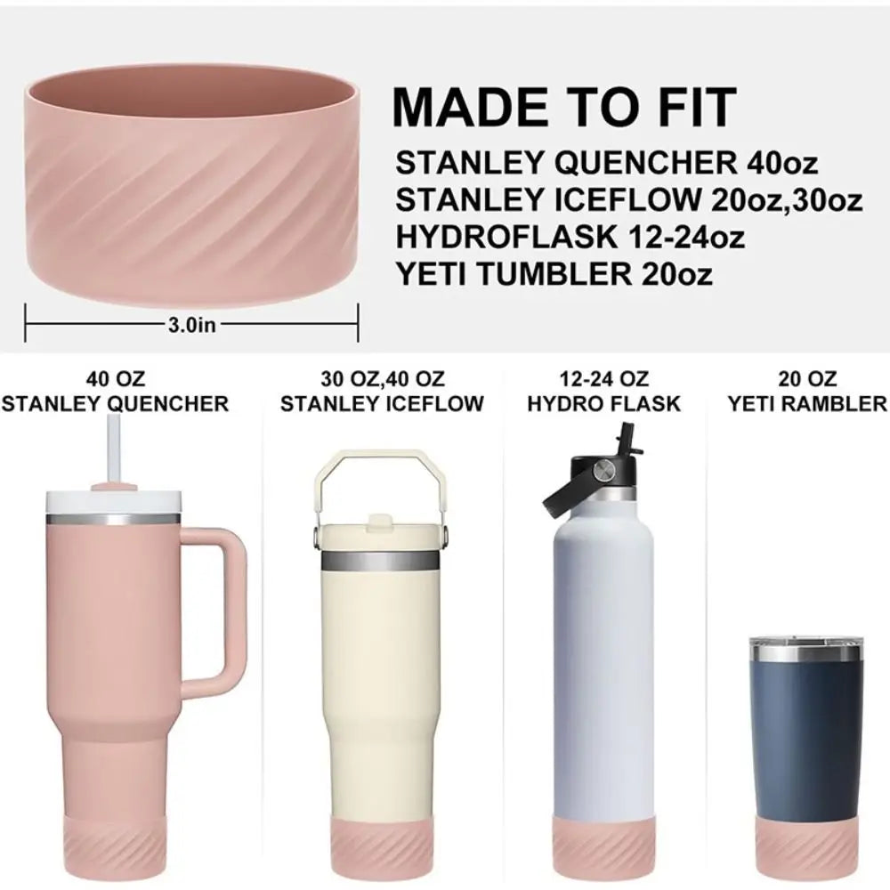 7.5cm Anti-Slip Silicone Bottle Bottom Sleeve - Spill-Proof Stopper Pad for Stanley Iceflow 40oz & Hydroflask 12-24oz