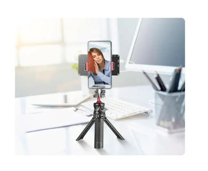 360° Rotatable Dual Phone Holder – Clip Clamp with 4 Cold Shoes & 1/4” Screw for Tripod, Selfie Stick, Vlog & Live Streaming