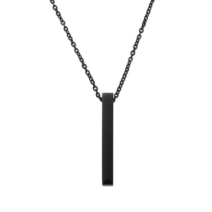 New Black Pillar Necklace for Men & Women, Trendy Stainless Steel 3D Bar Chain, Party Jewelry & Couple Gifts