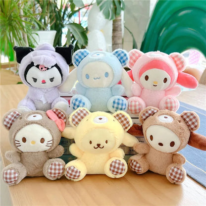 Sanrio Kawaii Plush Keychain — Hello Kitty, My Melody, Kuromi & Cinnamoroll Stuffed Cartoon Doll Pendant for Backpack Decoration