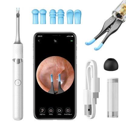 Visual Ear Cleaner with Camera – 12MP Ear Wax Removal Tool with Ear Pick, Tweezers & 6 Ear Spoons for Ear Care