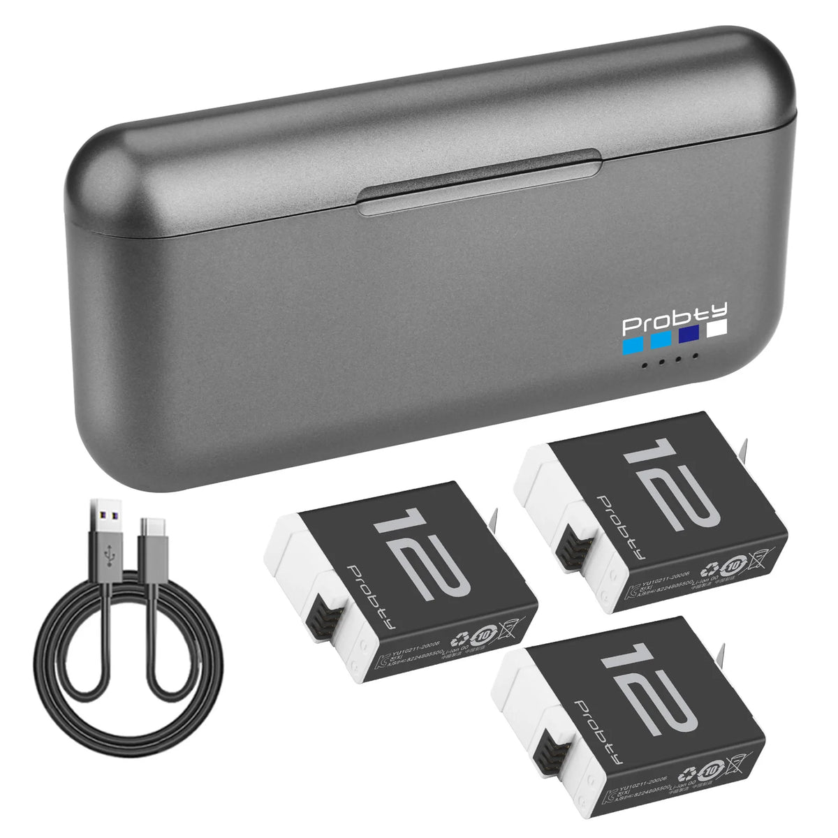 GoPro Enduro Battery 1850mAh & 3-Channel Charger - Replacement Batteries for HERO 9/10/11/12 Action Cameras