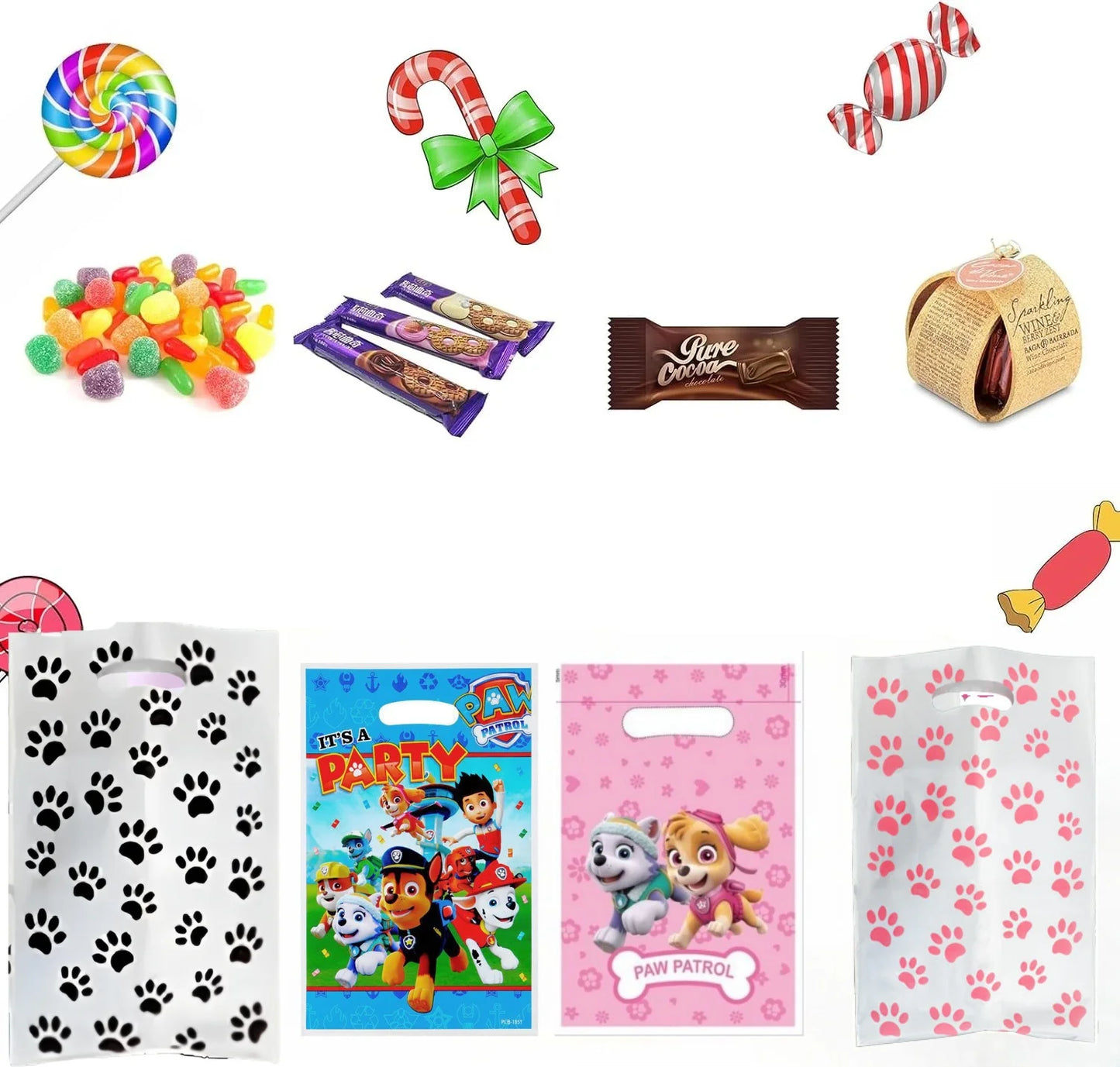 PAW Patrol Birthday Party Gift Bags – Pink Dog Themed Candy & Goodie Bags for Kids, Baby Shower & Party Supplies Treat Packaging