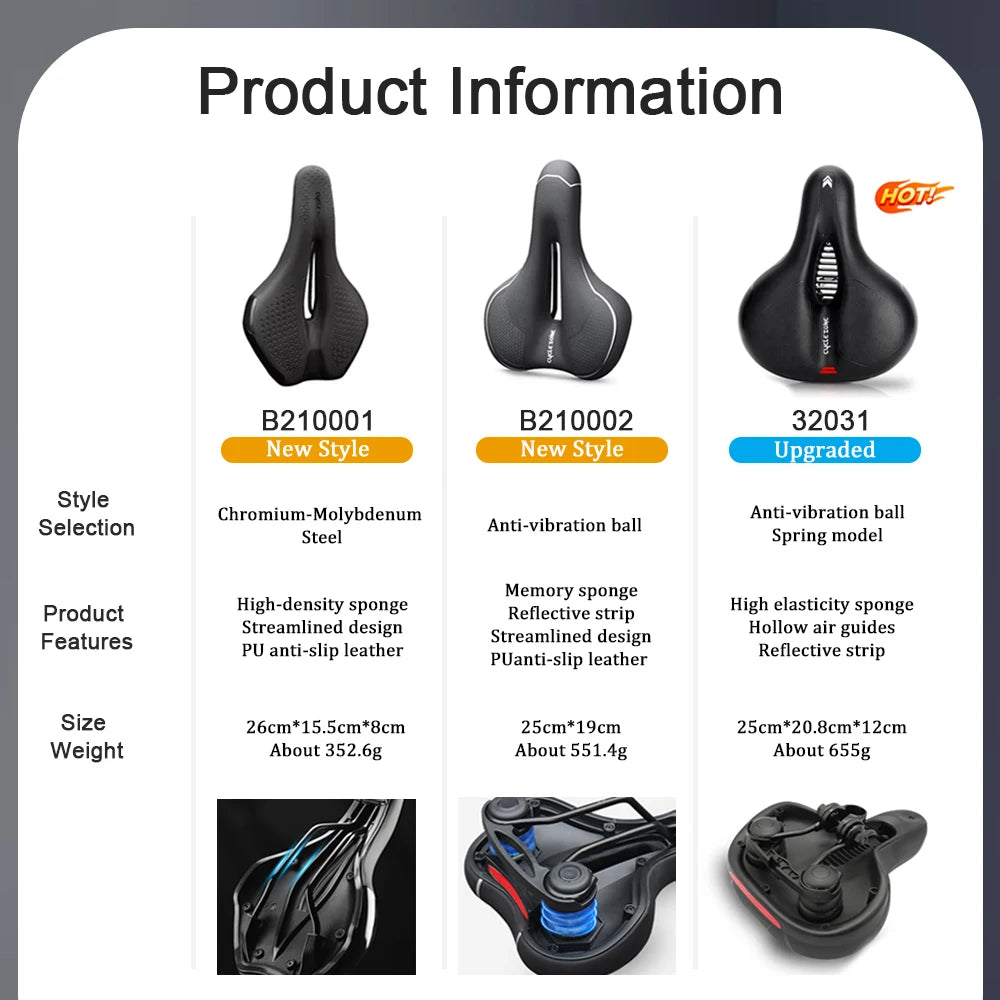 Hollow Breathable Bicycle Saddle - Shock Absorbing Comfortable MTB Road Bike Seat for Men & Women