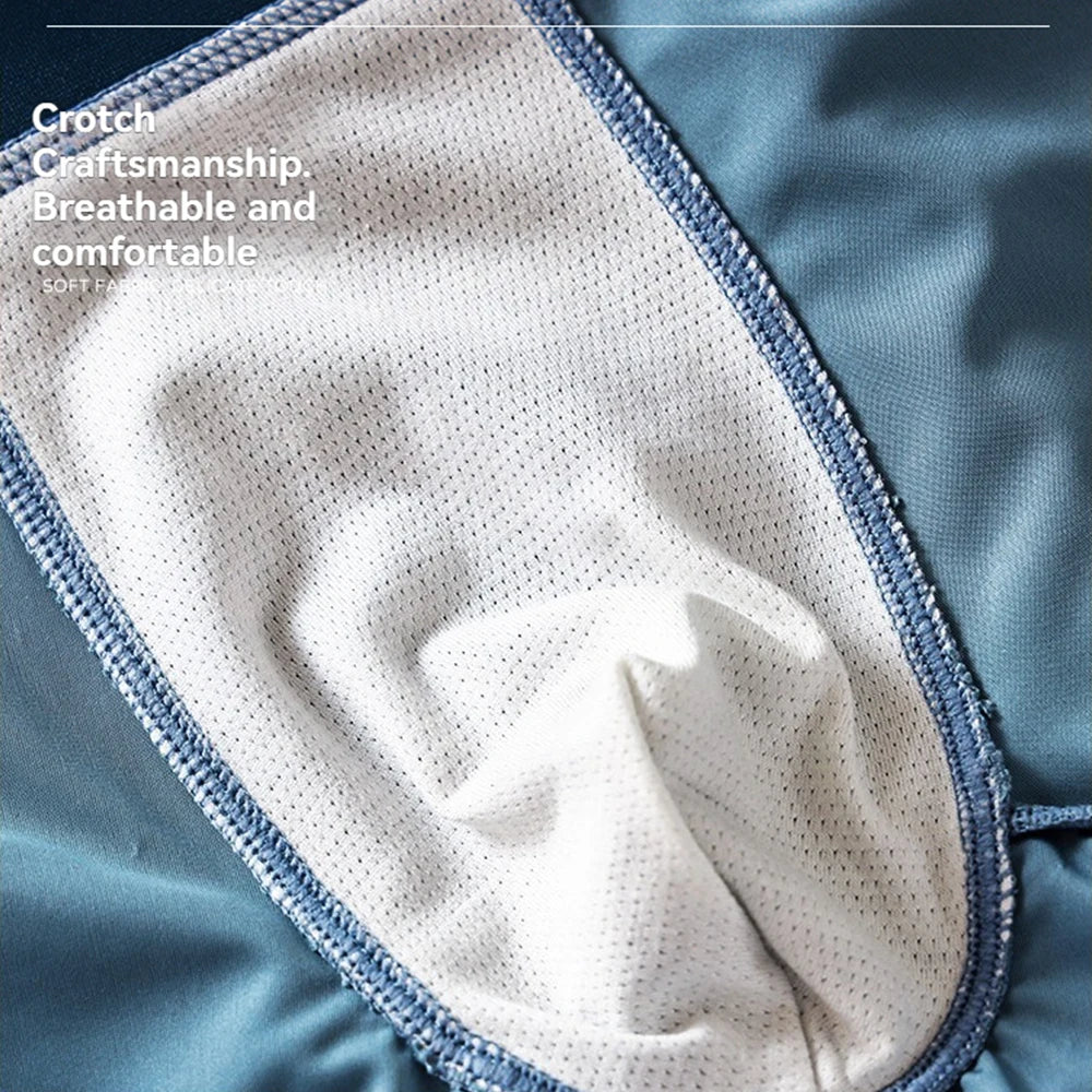 3PCS Luxury Ice Silk Satin Boxers — Summer Smooth, Cool Solid Men’s Underwear with Breathable Mesh Crotch