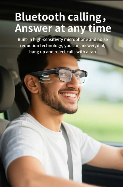 AI Smart Camera Glasses — 8MP with Bluetooth for Calls & Music, Object Recognition, and AI Translation