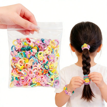 Girls’ High-Elastic Hair Bands – Cute Cartoon Animal, Flower & Fruit Decorative Hair Accessories