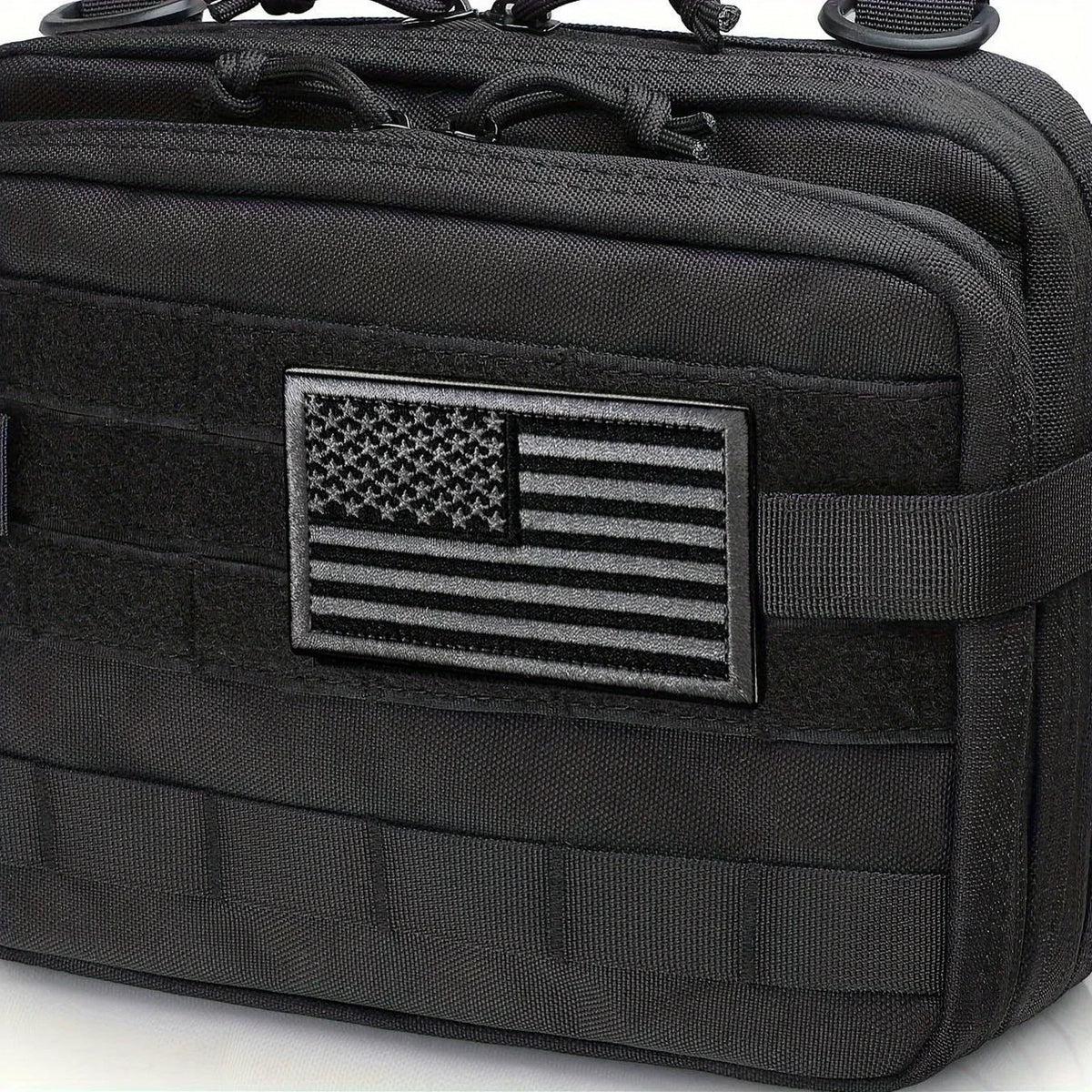 2pcs USA Flag Embroidered Patch Set - Black & Army Green/Gray American Flag Patches for Hats, Jackets & Backpacks
