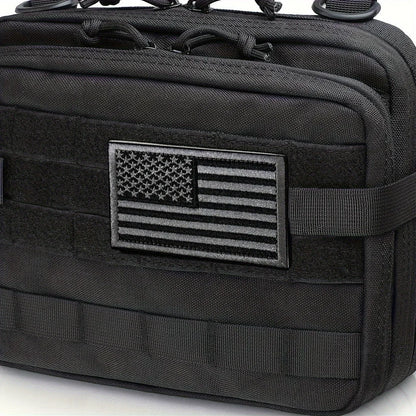 2pcs USA Flag Embroidered Patch Set - Black & Army Green/Gray American Flag Patches for Hats, Jackets & Backpacks