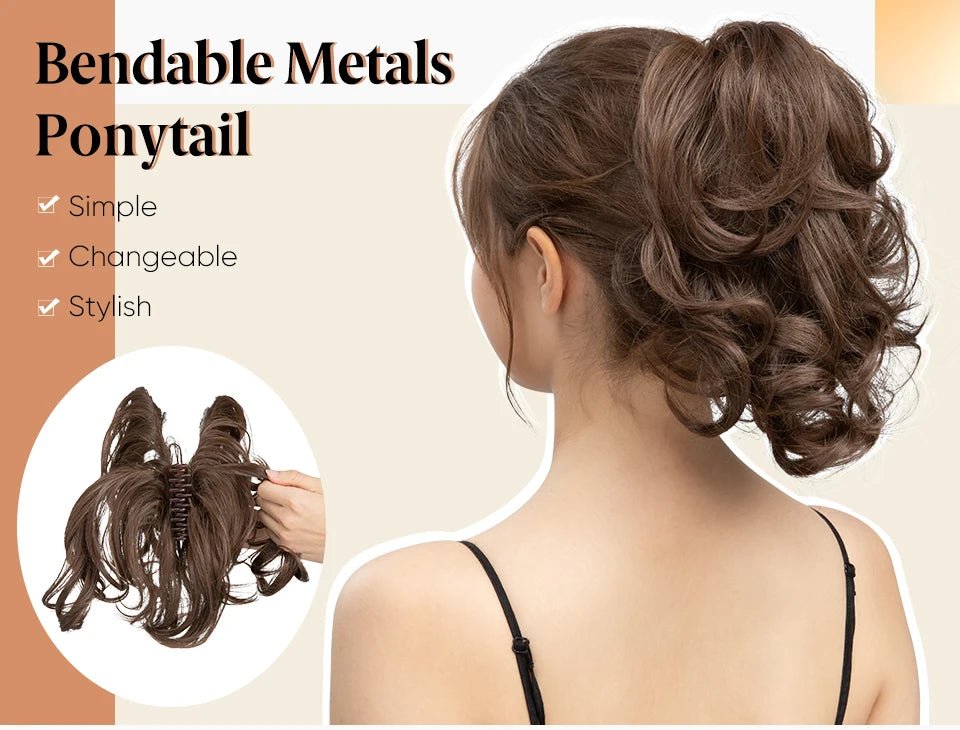 SARLA Premium Synthetic Claw Clip-In Ponytail Extensions – Blonde Hairpiece, Fake Pigtail Hair Bun for Women P026