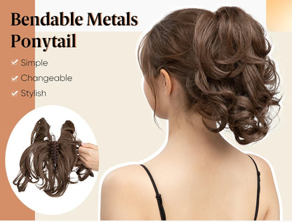 SARLA Premium Synthetic Claw Clip-In Ponytail Extensions – Blonde Hairpiece, Fake Pigtail Hair Bun for Women P026