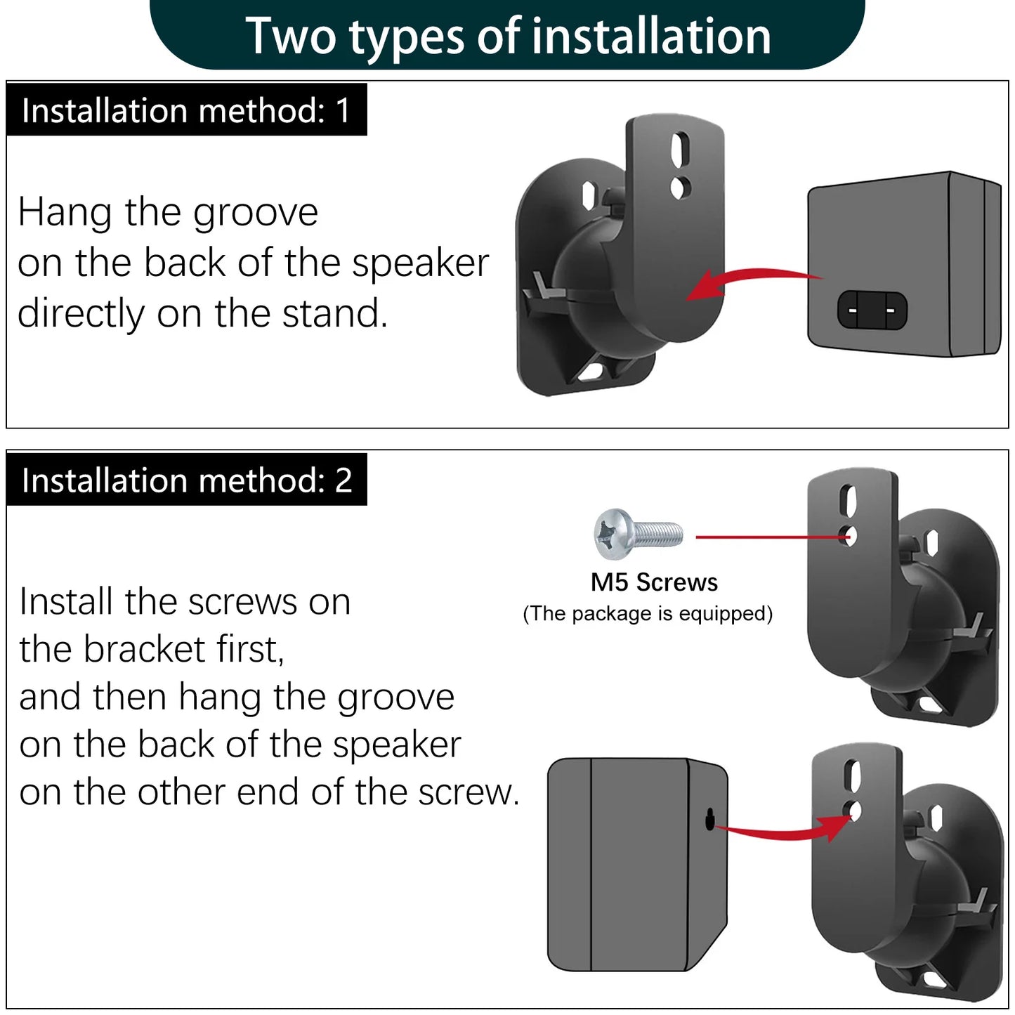 Speaker Wall Mount Bracket - Space-Saving Rugged Audio Speaker Mount Stand