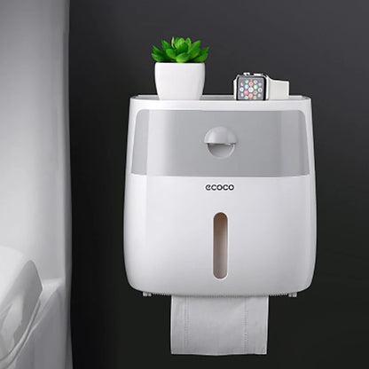 Portable Toilet Paper Holder - Wall-Mounted Bathroom Tissue Dispenser & Storage Box