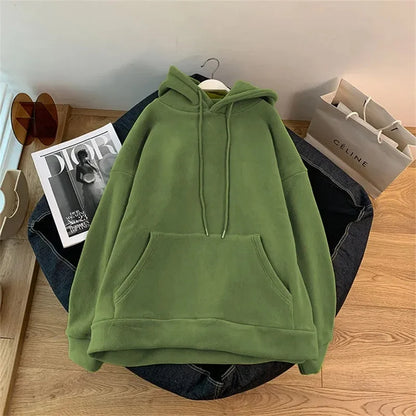 Women's Fleece Hoodie - Loose Long-Sleeve Pullover Sweatshirt for Autumn & Winter