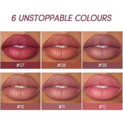 USHAS 12-Color Matte Lipstick & Lip Liner Set – Long-Lasting, Waterproof, Non-Stick Easy Coloring Lip Makeup Kit