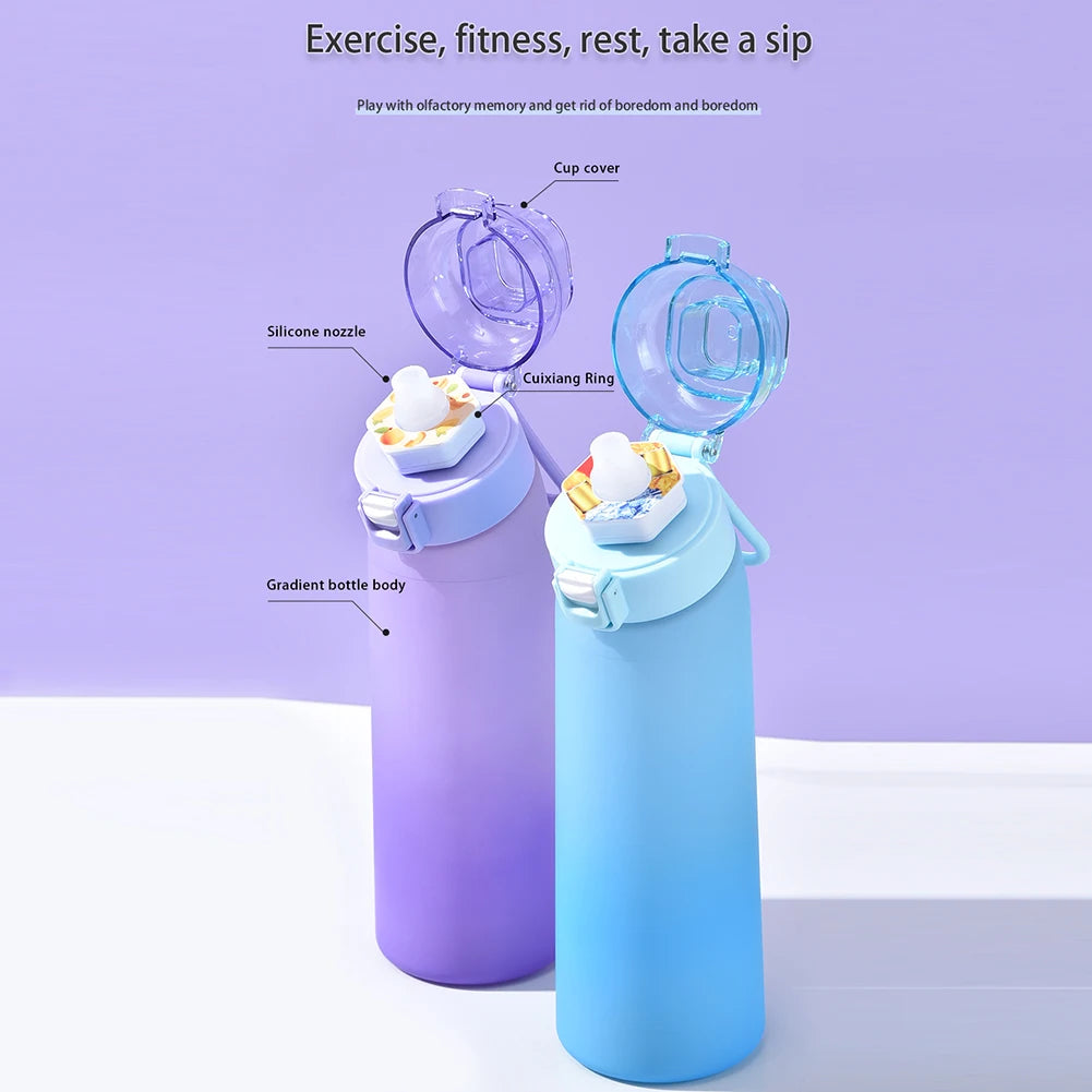 650ML Leak-Proof Fragrance Water Bottle , 7 Flavor Pods - Portable Air Water Bottle for Travel, Hiking & Climbing