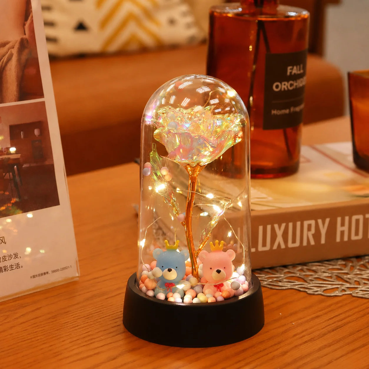 LED Eternal Rose Gift - 24K Gold Foil Flower with Glass Dome Light for Valentine’s Day, Wedding & Special Occasions
