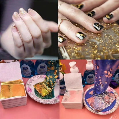 Aomily 100 Sheets 9x9cm Pure Gold Leaf Sheets – Shiny Gilding Foil for Furniture, Wall Decor & Handicraft Decoration Crafts