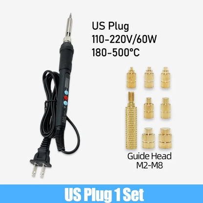 Heat Set Insert Tool Kit for 3D Printing – M2–M8 Brass Threaded Copper Nuts & Soldering Iron Tips