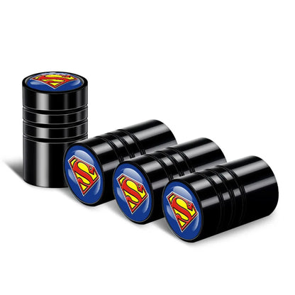 4PCS DC Comics Batman Car Tire Valve Caps — Knurled Aluminum Waterproof Accessories & Universal Car Gift