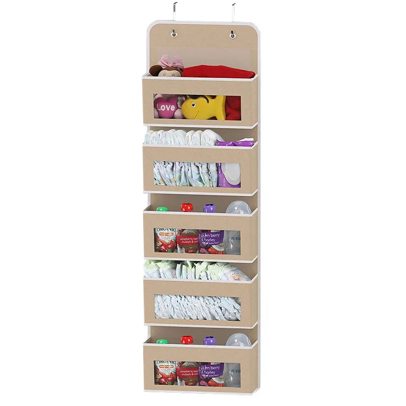 5-Shelf Hanging Storage Organizer — Anti-Tilt Door Rack with Large Capacity Pockets for Bedroom & Bathroom