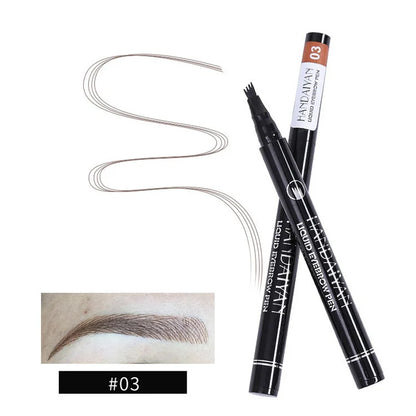 4D Microblading Eyebrow Pen – 4-Fork Tip Waterproof Long-Lasting Eyebrow Tattoo Pencil for Natural Fine Hair-Like Makeup
