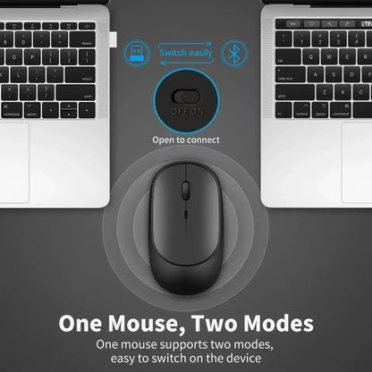 2.4GHz Wireless Gaming Mouse - Dual Modes, Bluetooth, Ultra-Low Power, Mute, Compatible with PC, Mac, and Laptops