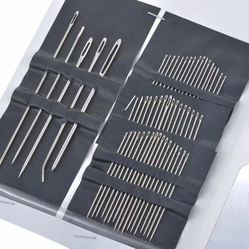 55 Piece Stainless Steel Sewing Needle Set - Big Eye Needles in Various Sizes for Needlework, Embroidery, and Sewing