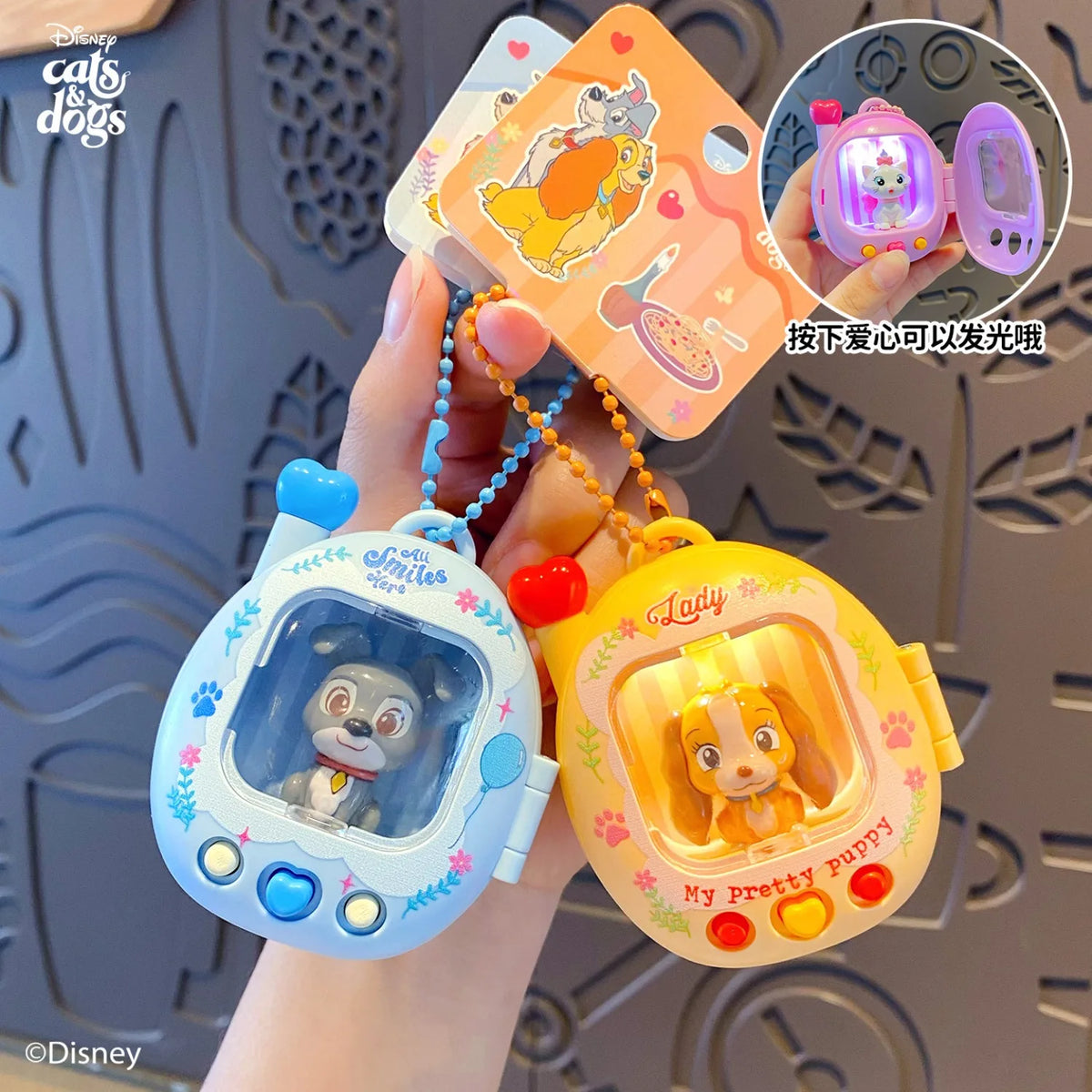 Lady and the Tramp Cartoon Keychain Set - Anime-Style Cat and Dog Figures, Cute Bag Charms and Gifts for Friends
