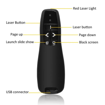 2.4GHz Wireless USB PowerPoint Presenter - Y400 PPT Clicker with Red Laser Pointer Remote
