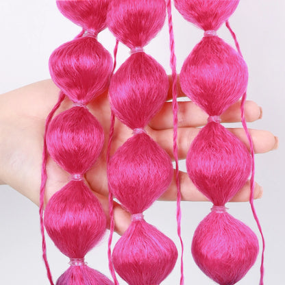 Colorful Bubble Braid Ponytail Extension – Long Lantern Braided Synthetic Hairpiece with Tie
