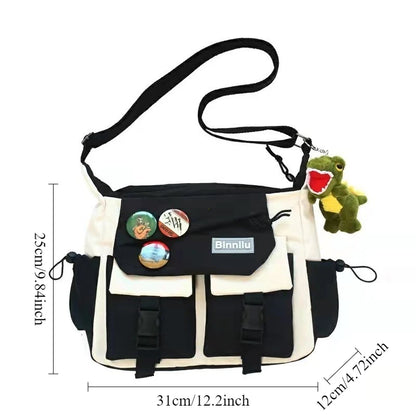 Harajuku Nylon Crossbody Bag – Unisex Messenger Shoulder Bag for Men & Women, School Book Canvas Handbag Youth Travel Sac Bolsa