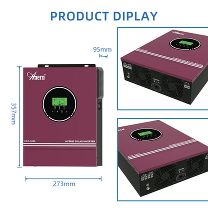 Solar Off-Grid Hybrid Inverter 3600W/4200W/6200W - MPPT Controller 24V/48V/220V, 120A, for Hybrid Solar Systems