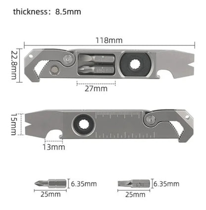 Titanium Alloy Multifunction EDC Tool – Wrench, Pry Bar, Bottle Opener & Screwdriver for Outdoor Use