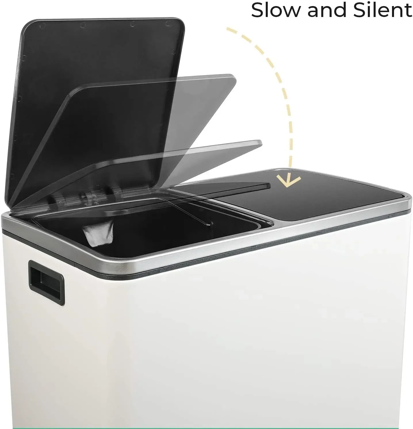 60L Dual Compartment Kitchen Step Trash Can – Hands-Free, Soft-Close Lid, Brushed Stainless Steel