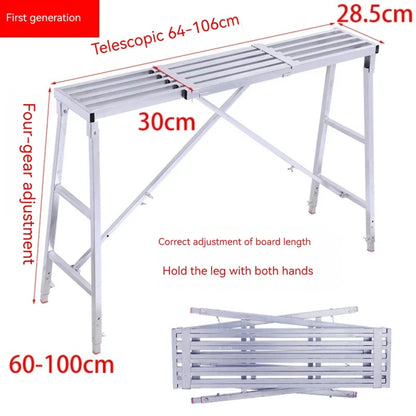 Telescopic Folding Step Stool Scaffolding Ladder – Thickened Multifunctional Adjustable Engineering & Indoor Work Platform for Decoration & Home Use