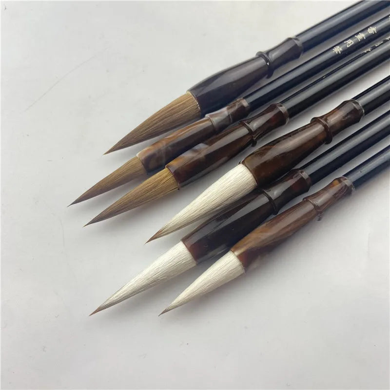 6PCS Chinese Calligraphy Brush Pen Set – Wool & Weasel Hair Brushes for Painting & Script Writing