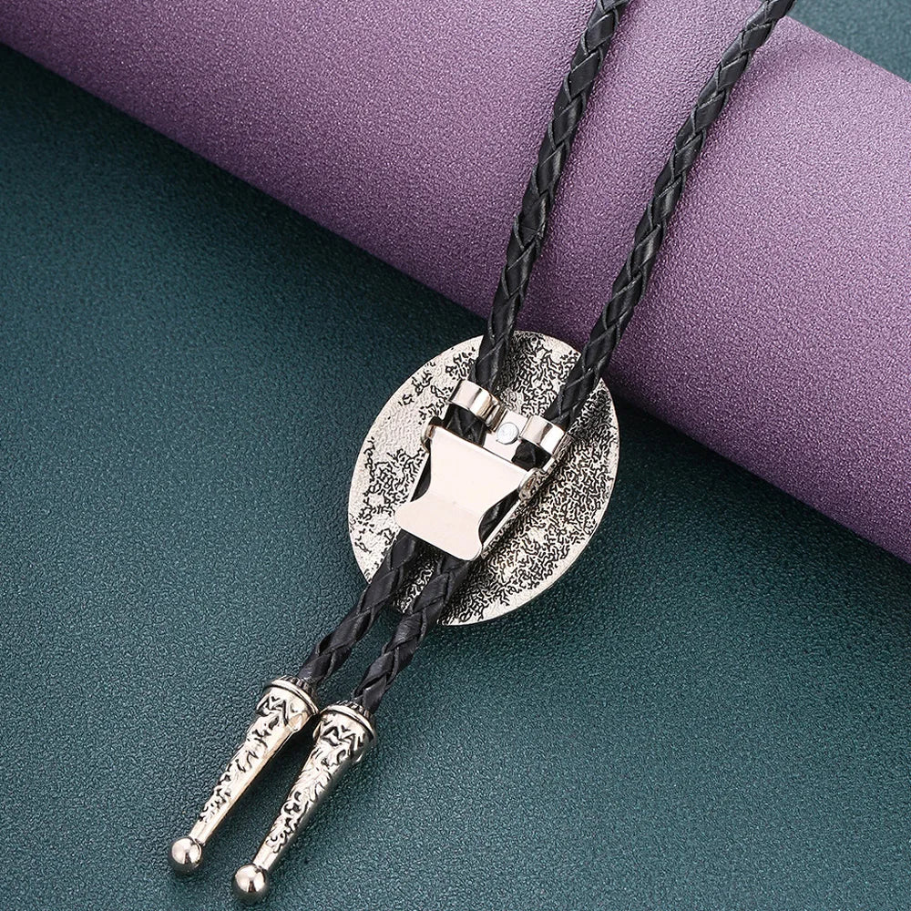Indian Western Cowboy Carved Turquoise Flowers Bolo Tie – Genuine Leather Cord Neck Tie, Cheapify