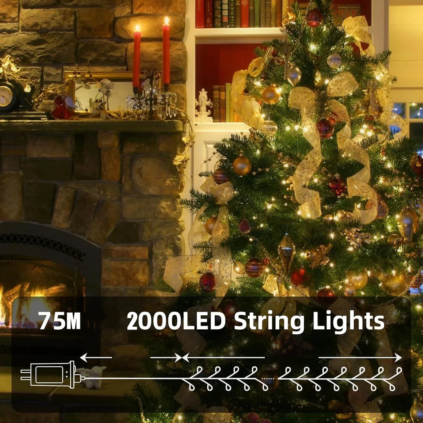 Outdoor Remote Control Copper Wire Lights — Starry Sky & Flower Wreath Decorative String Lights for Christmas & Holidays