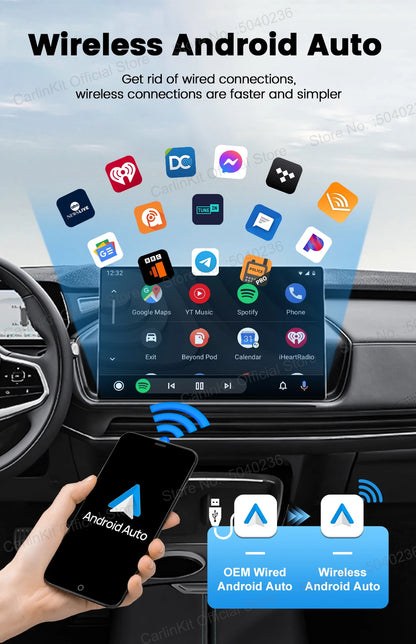 CarlinKit 5.0 Mini 5 Pro — Wireless CarPlay & Android Auto USB Dongle with WiFi & Bluetooth